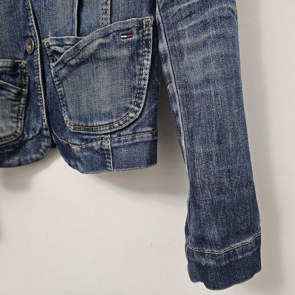 TOMMY HILFIGER Vintage Women's Blue Denim Blazer Jeans Jacket Size XS - Picture 3 of 7